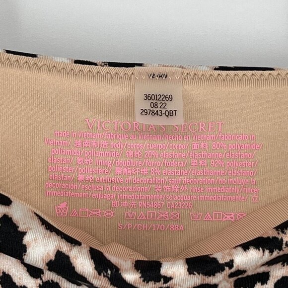 VS RUCHED LEOPARD ONE PIECE SWIMSUIT Size Small Removable Straps and Pads NWT - Picture 7 of 13